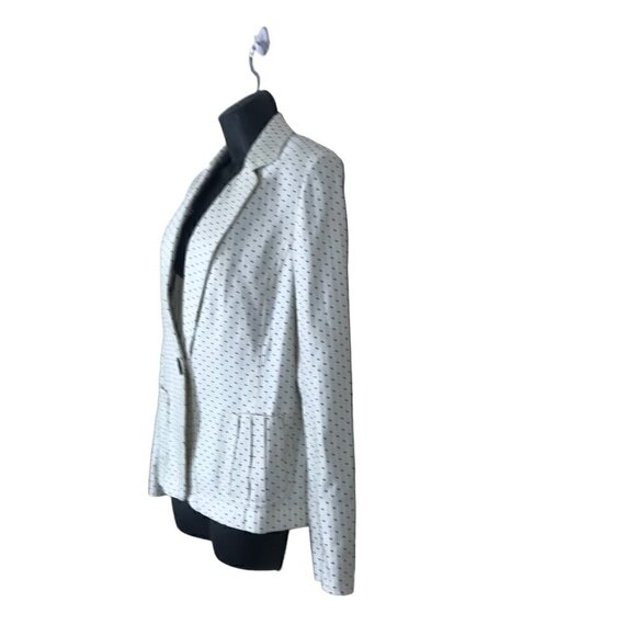 Lafayette 148 One Button Black & White Polka Dot Blazer Size 10 - Picture 4 of 7